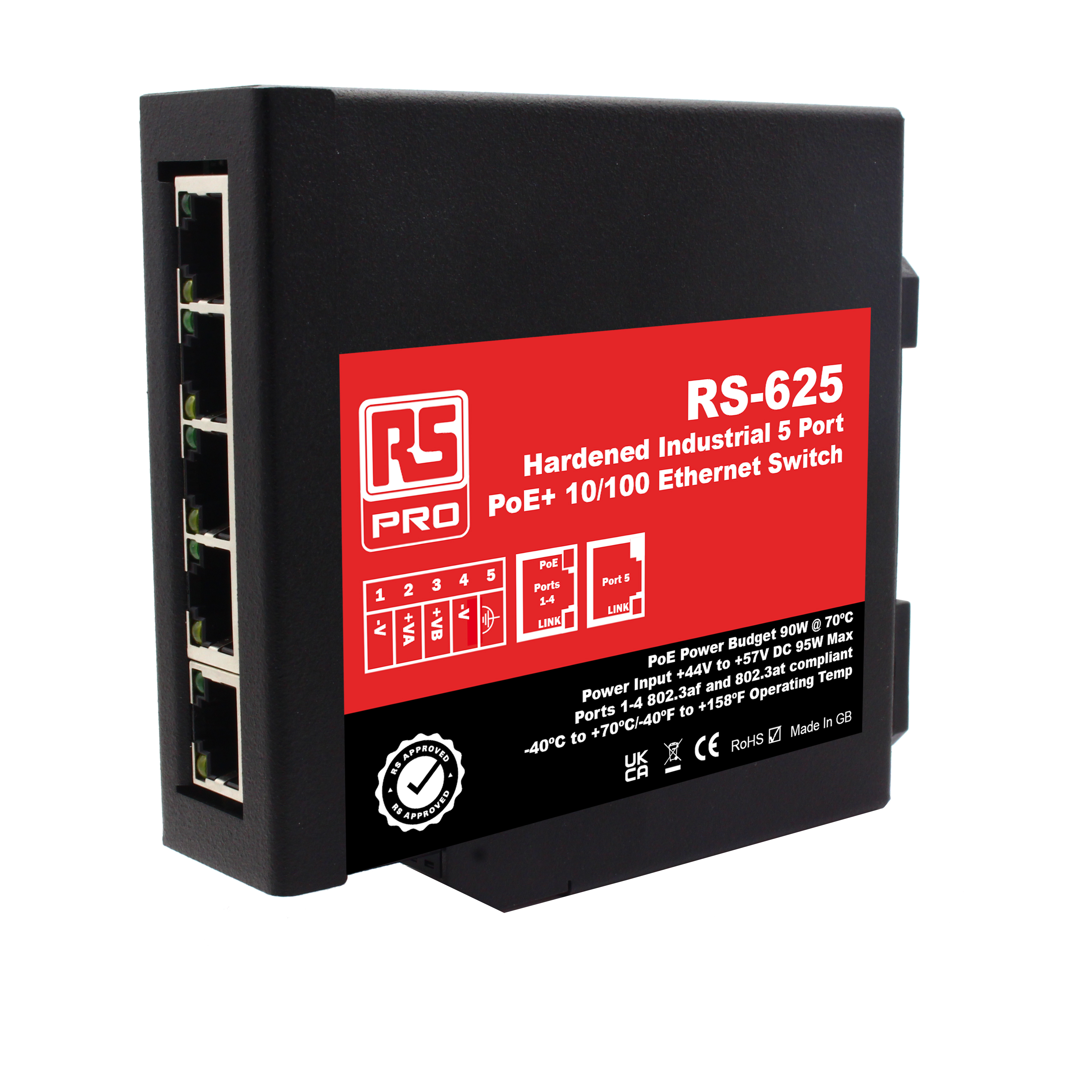 RS PRO Unmanaged 5 Port Ethernet Switch With PoE