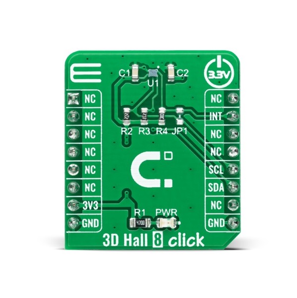 MikroElektronika 3D Hall 8 Click 3D Magnetic Sensor MikroBus Click Board for TLI493D-W2BW System equipped with the