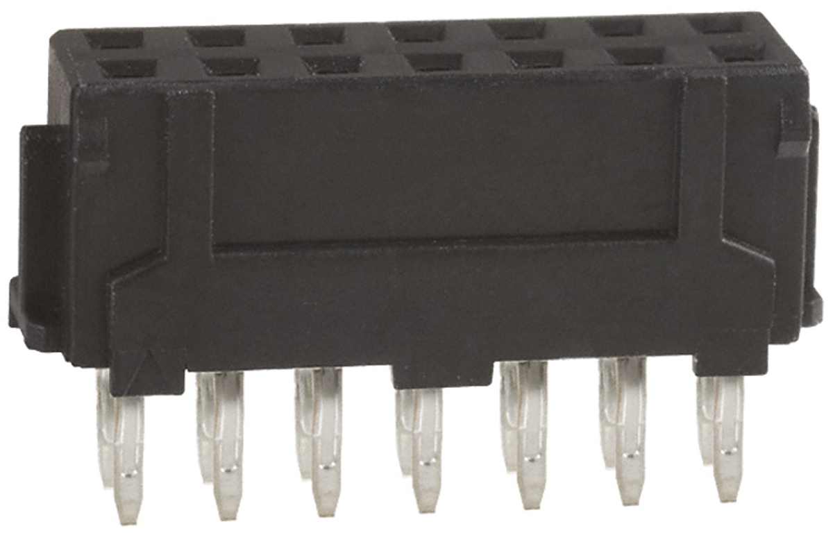 Hirose DF11 Series Straight Through Hole Mount PCB Socket, 14-Contact, 2-Row, 2.0mm Pitch, Solder Termination