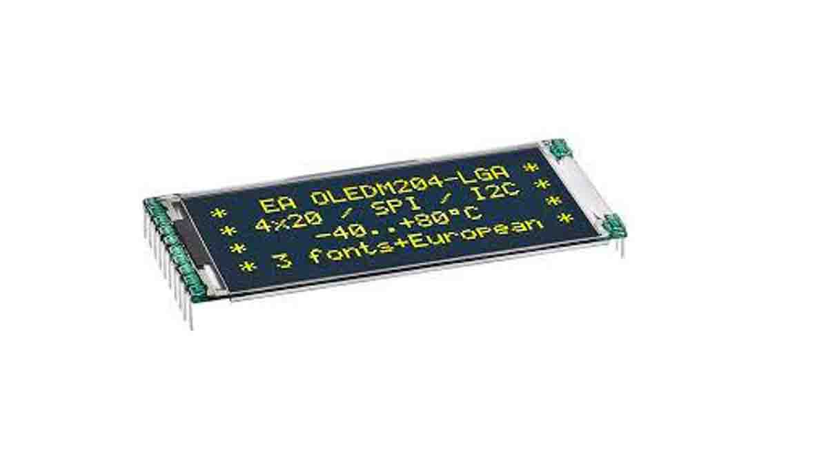 Display Visions 2.0in Yellow OLED Display 4 x 20pixels Graphics I2C, SPI Interface