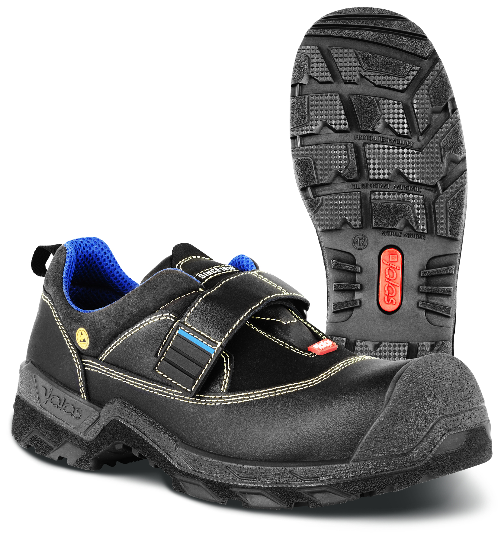 Jalas 1258 Unisex Black, Blue Composite Toe Capped Safety Shoes, UK 4, EU 37