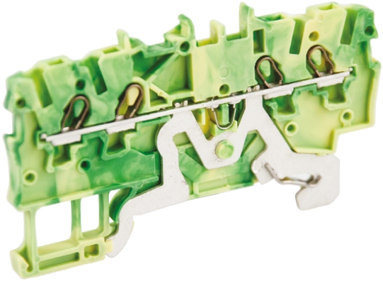 WAGO 2000-1407 TOPJOB S, 2000 Series Green/Yellow, 1mm², Single-Level, Push-In Cage Clamp Termination, ATEX, IECEx
