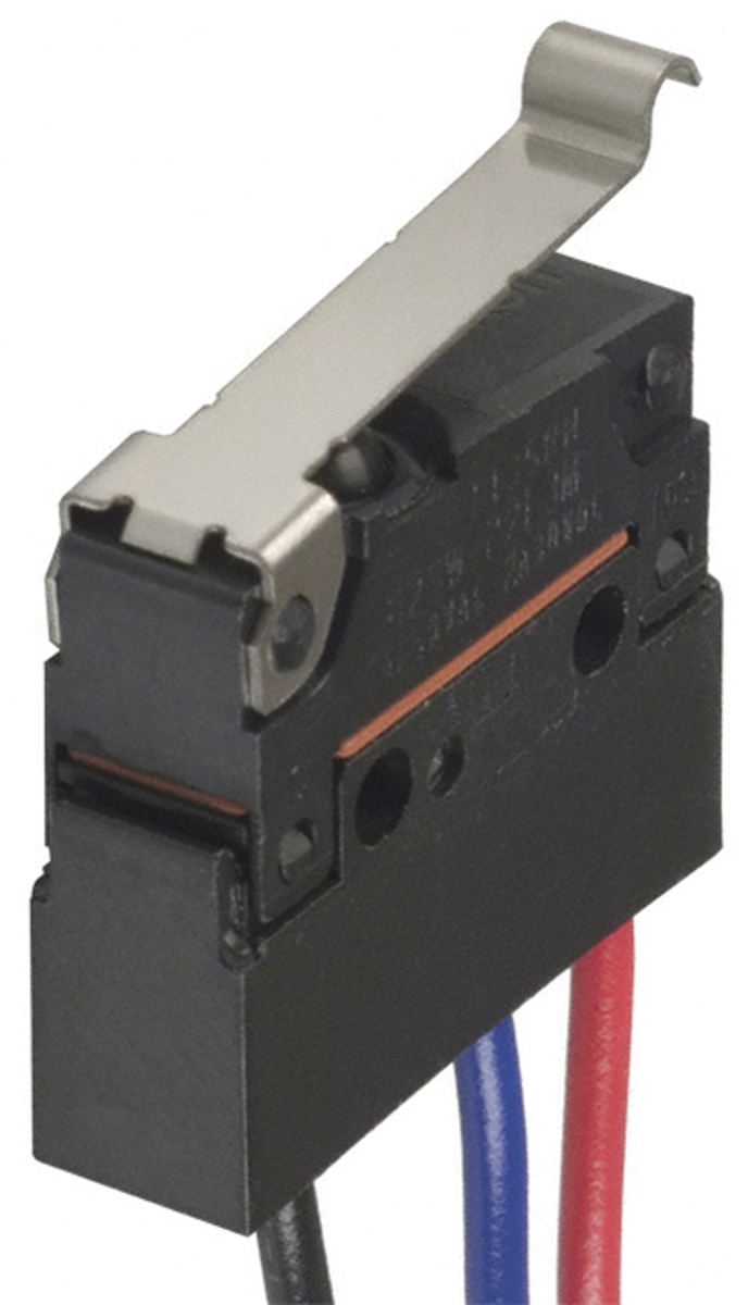 Omron Simulated Roller Lever Micro Switch, Pre-wired Terminal, 100 mA @ 30 V dc, SPDT, IP67