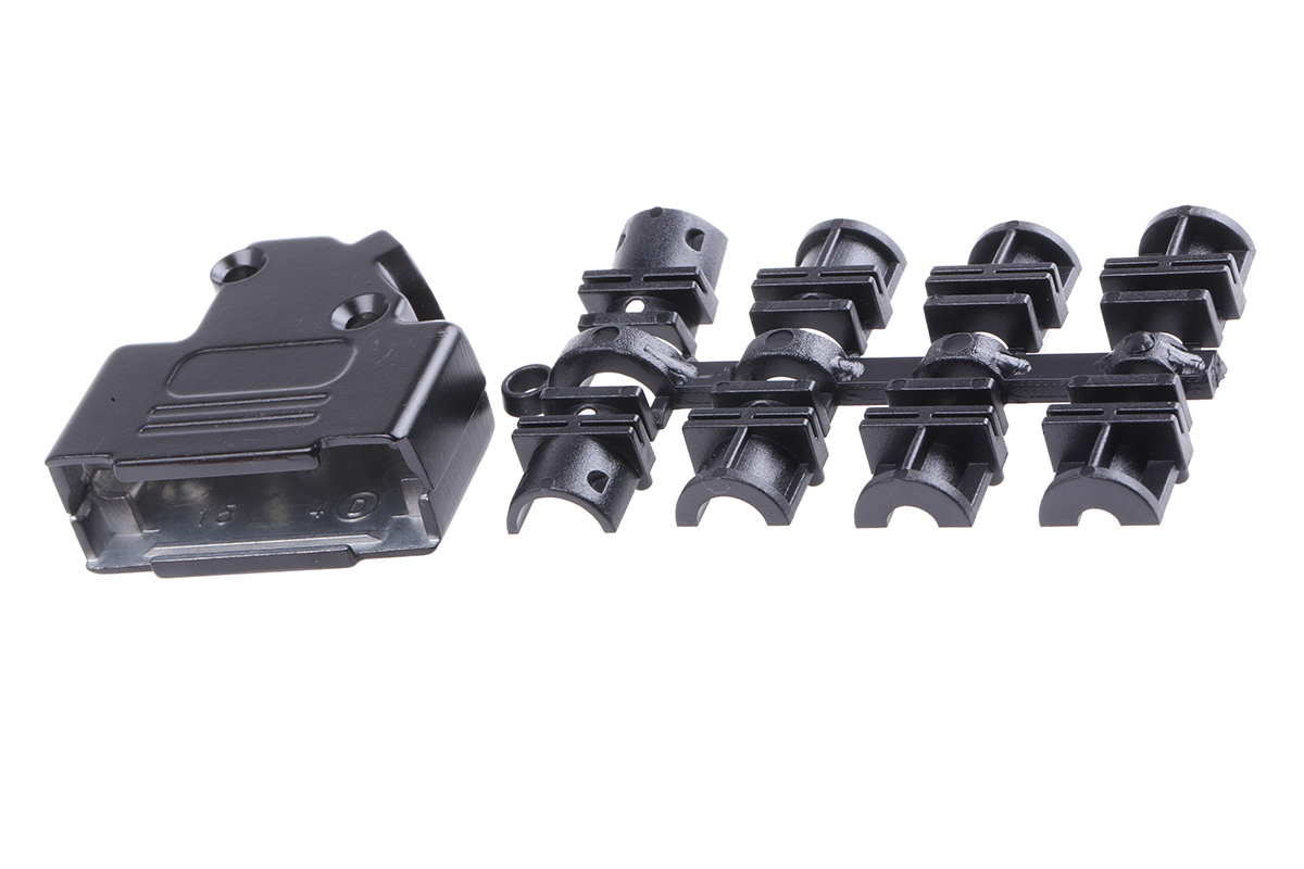 MH Connectors MHD45ZK-BK Series Zinc Angled D Sub Backshell, 15 Way, Strain Relief