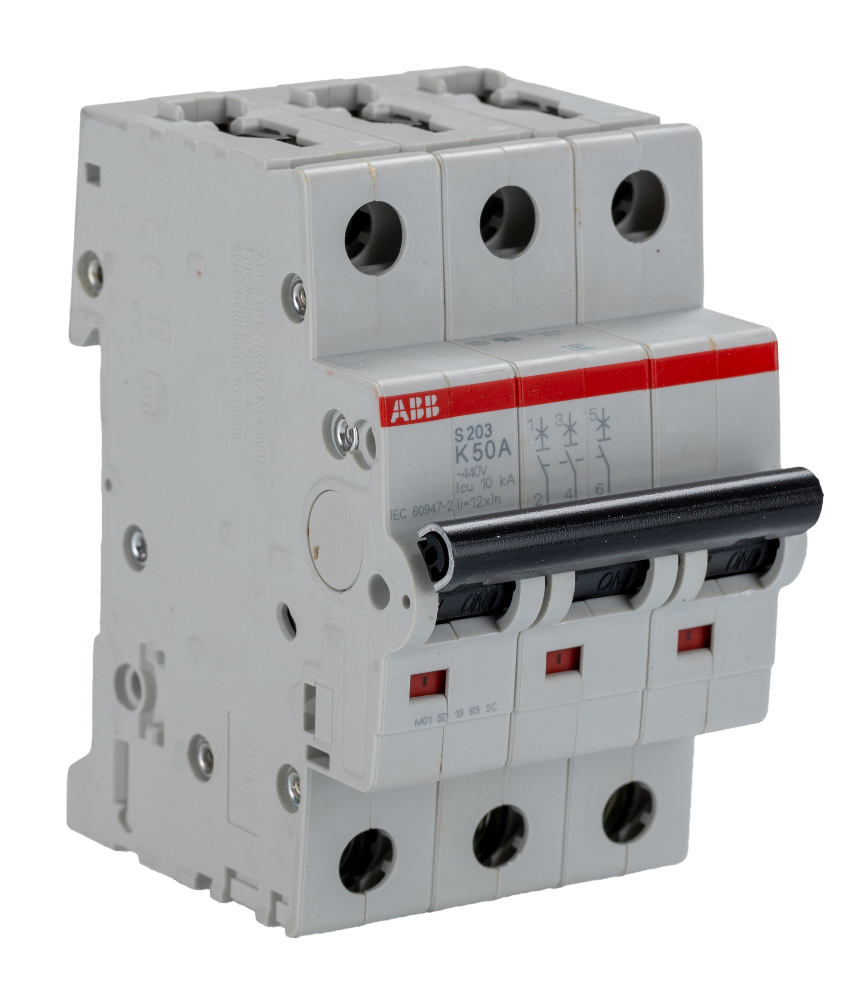 ABB System Pro M Compact S200 MCB, 3P, 50A Curve K, 400V AC, 10 kA Breaking Capacity