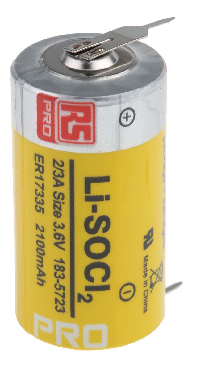 RS PRO Lithium Thionyl Chloride 3.6V, 2/3 A 2/3 A Battery