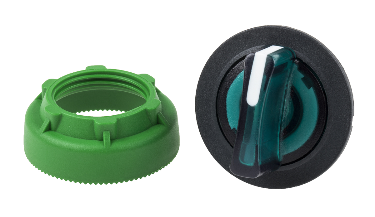 Schneider Electric Harmony XB5 Series 3 Position Selector Switch Head, 30mm Cutout, Green Handle