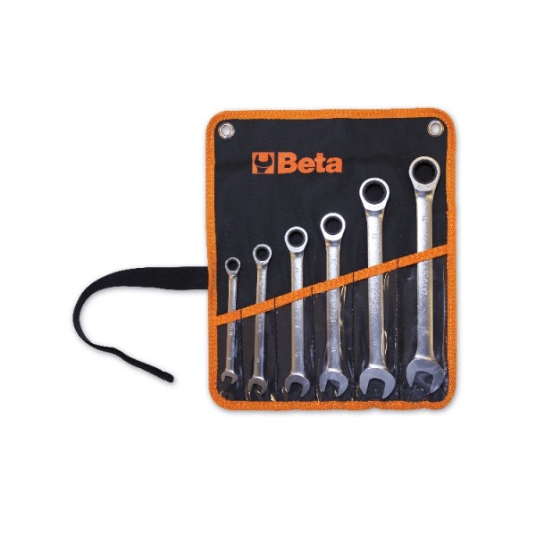 BETA 6-Piece Ratchet Spanner Set, 8 → 19 mm, Chrome Vanadium