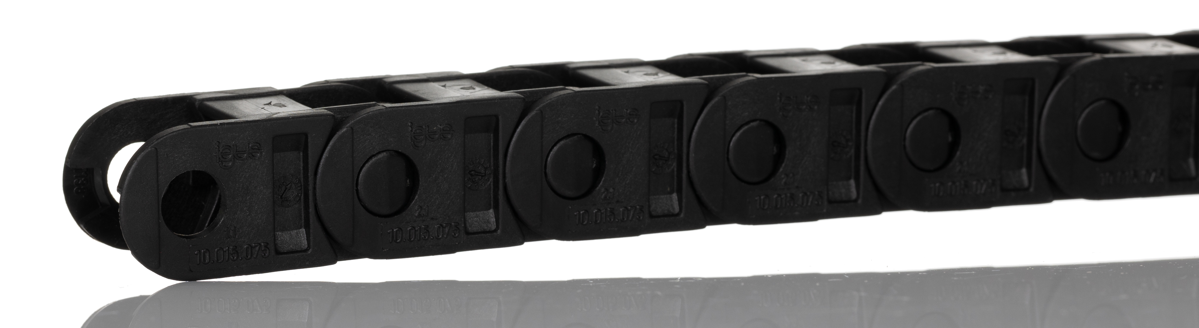 Igus 10, e-chain Black Cable Chain - Flexible Slot, W26 mm x D23mm, L1m, 75 mm Min. Bend Radius, Igumid G