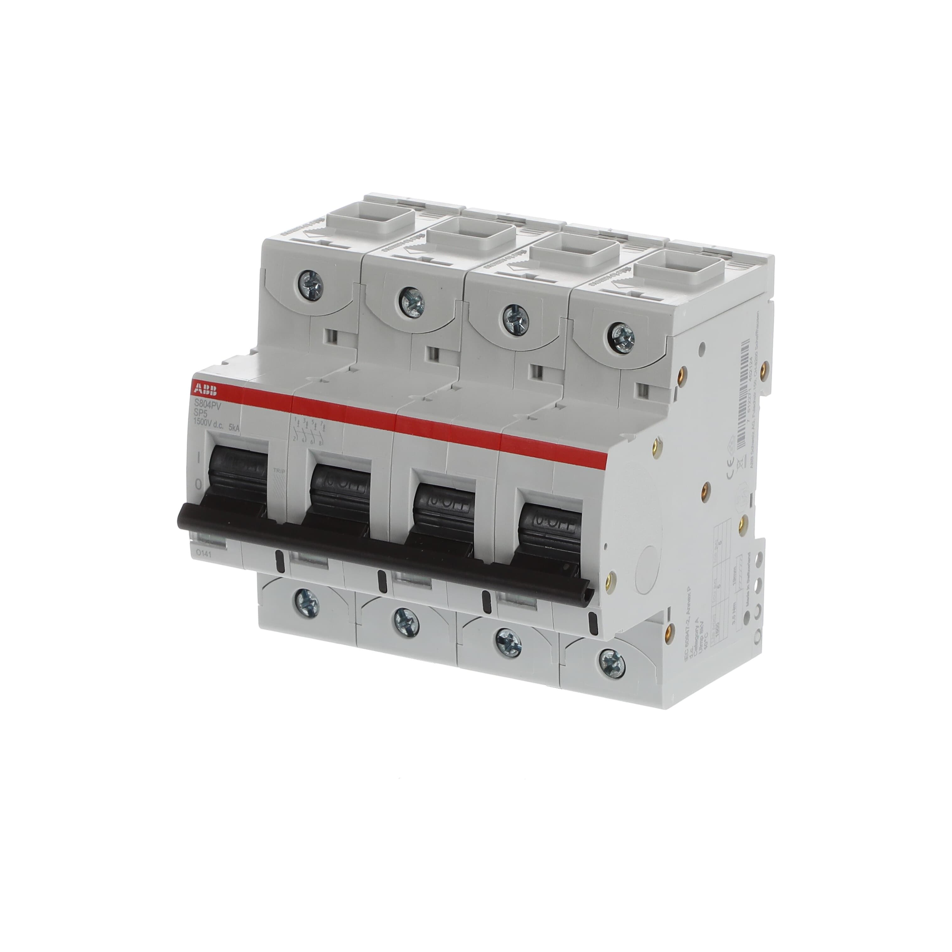 ABB S800PV MCB, 4P, 5A Curve B, 1500V DC, 5 kA Breaking Capacity