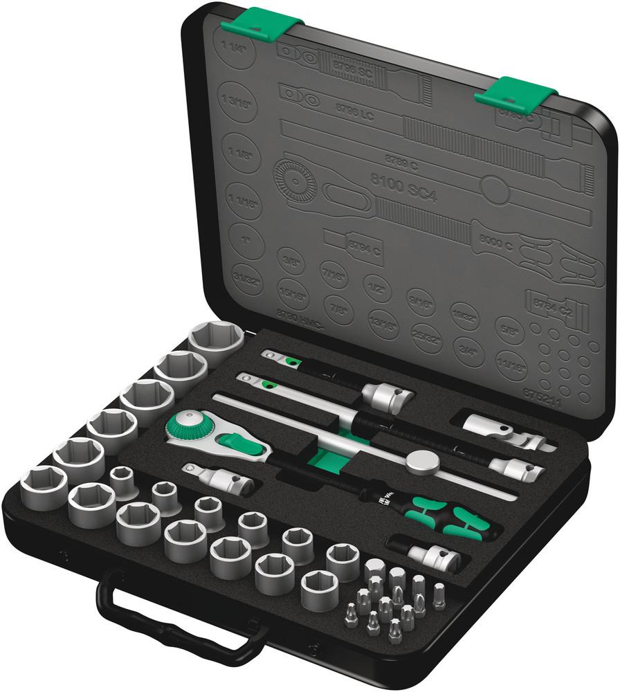 Wera 38-Piece Imperial 1/2 in Standard Socket/Bit Set with Ratchet, 6 point; Hex Bit; Phillips Bit; Pozidriv Bit; Torx
