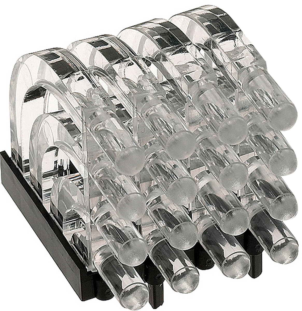 1279.1004 MENTOR, PCB Mounted 16-Way Right Angle LED Light Pipe, Quad-Level-Row Clear Dome Lens