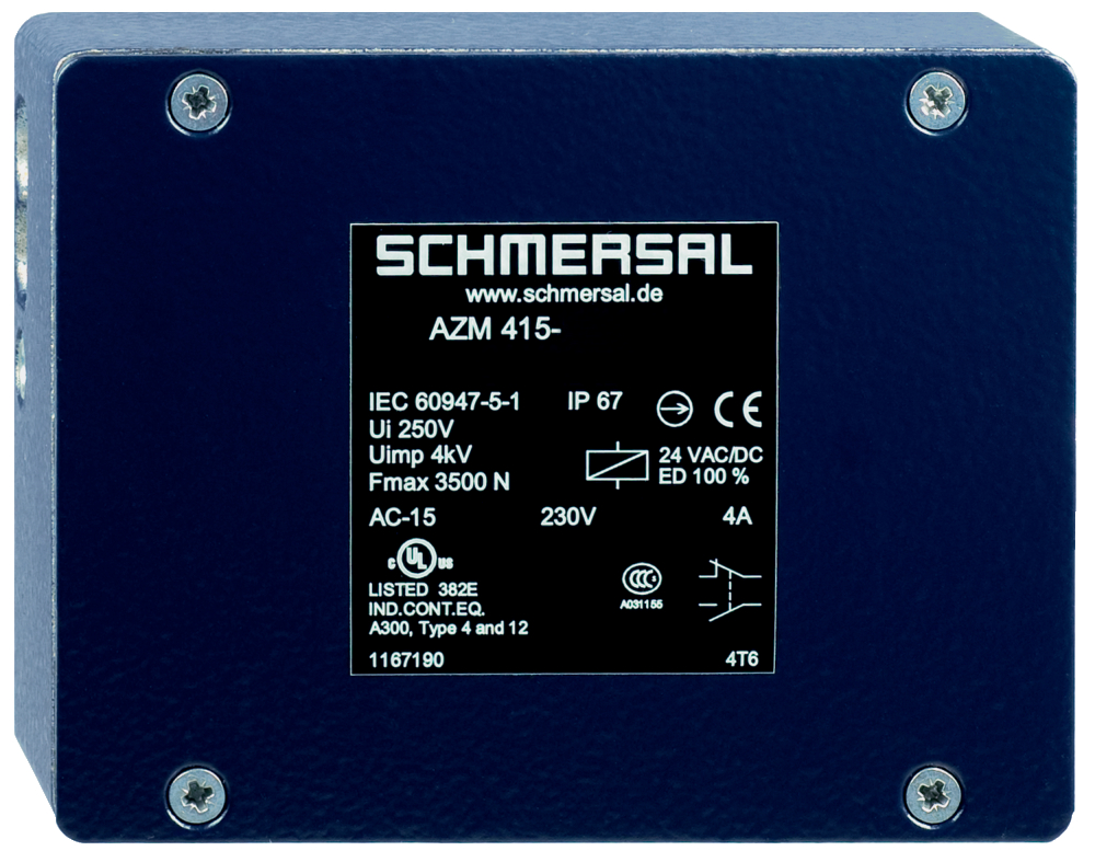 Schmersal AZM415 Series Solenoid Interlock Switch, Power to Unlock, 24V ac/dc, NC, NO