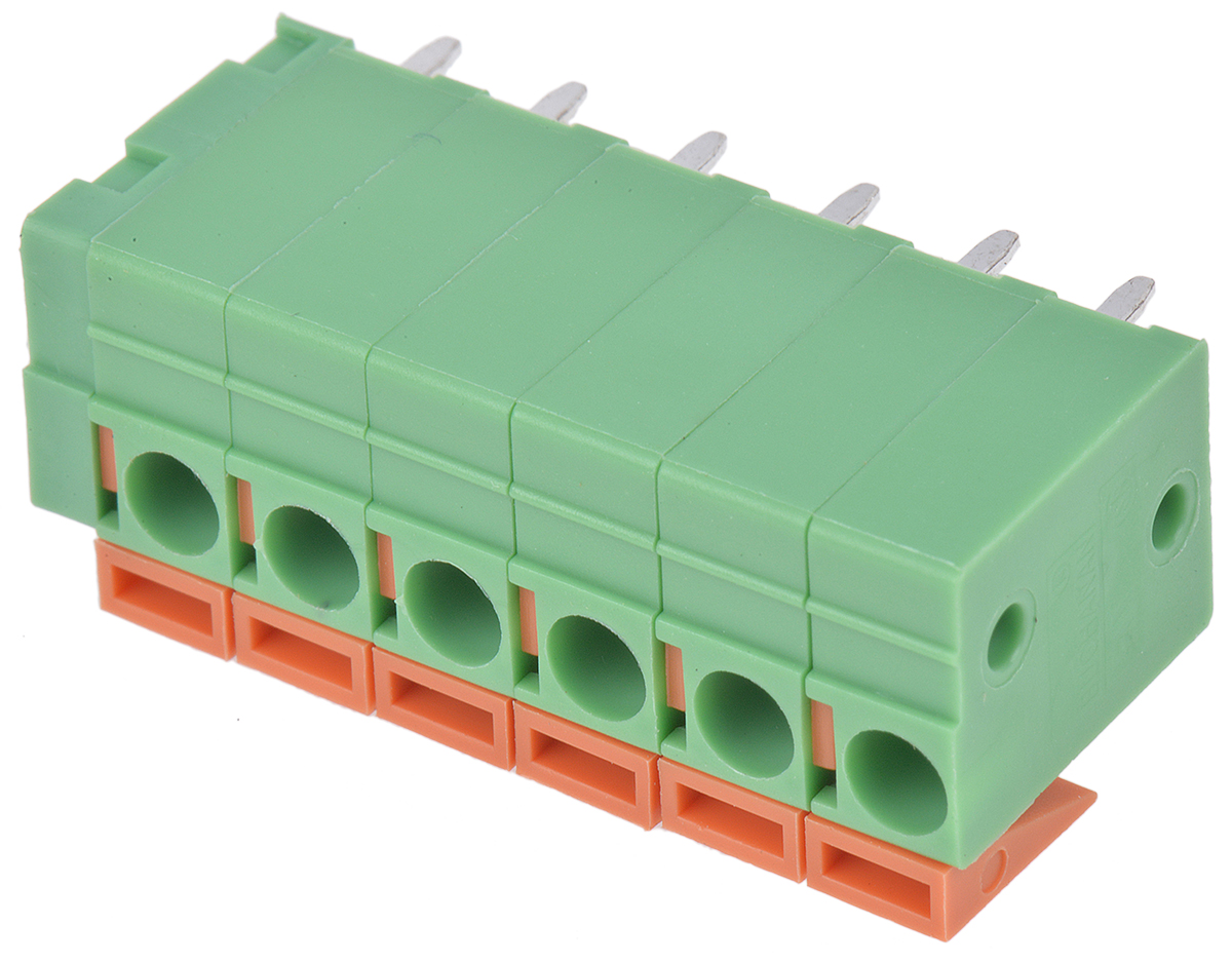 TE Connectivity Buchanan Series PCB Terminal Block, 6-Contact, 5.08mm Pitch, Through Hole Mount, 1-Row, Spring Cage