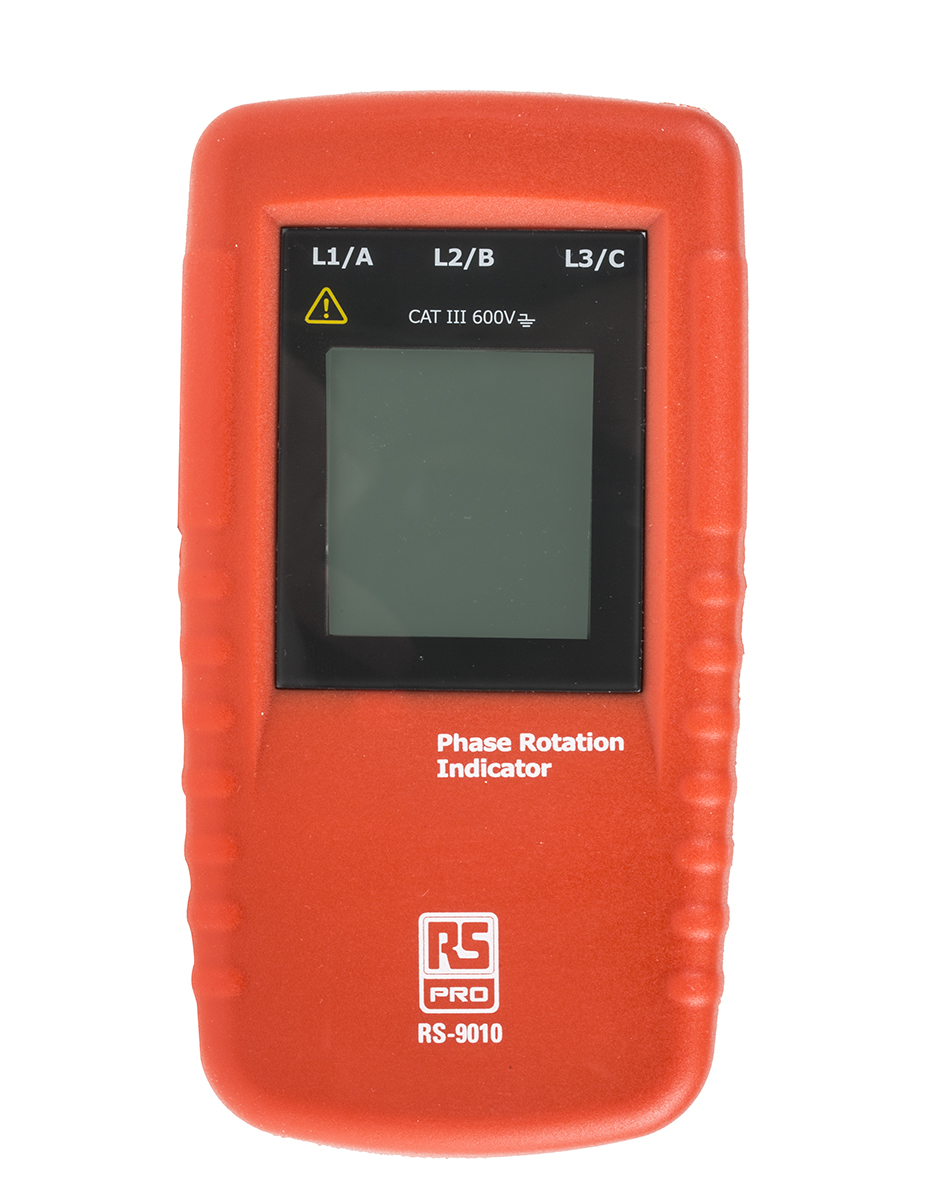 RS PRO RS9010 Phase Rotation Tester, CAT III 600 V, CAT IV 300 V, 400Hz Max, 690V ac Max