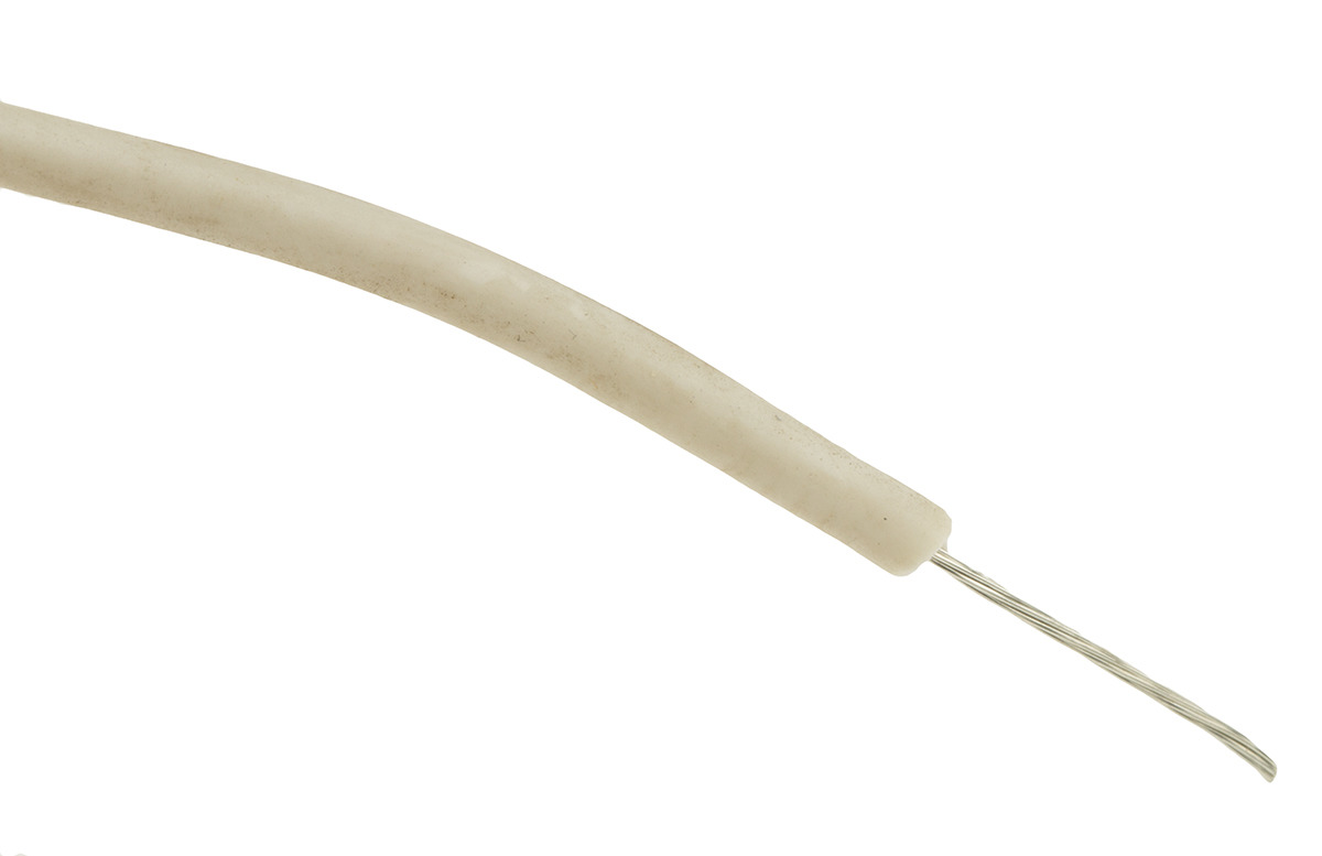 Alpha Wire Hook-up Wire Silicone Series White 0.33 mm² Hook Up Wire, 22 AWG, 7/0.25 mm, 30m, Silicone Rubber