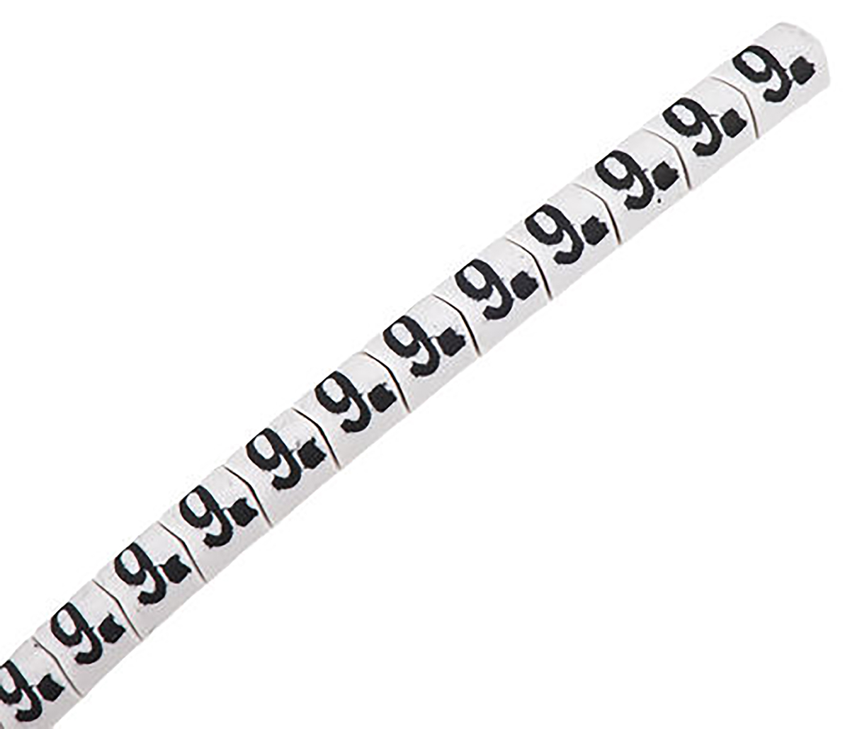 HellermannTyton Helagrip Slide On Cable Markers, Black on White, Pre-printed "9", 2 → 5mm Cable, 901-10579