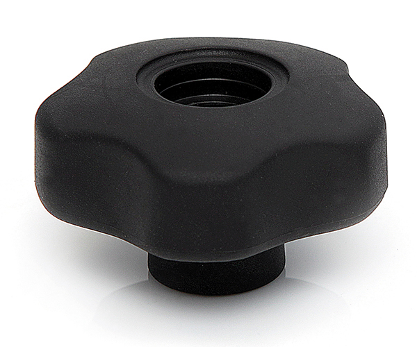 RS PRO Black Multiple Lobes Clamping Knob, M6, Threaded Through Hole