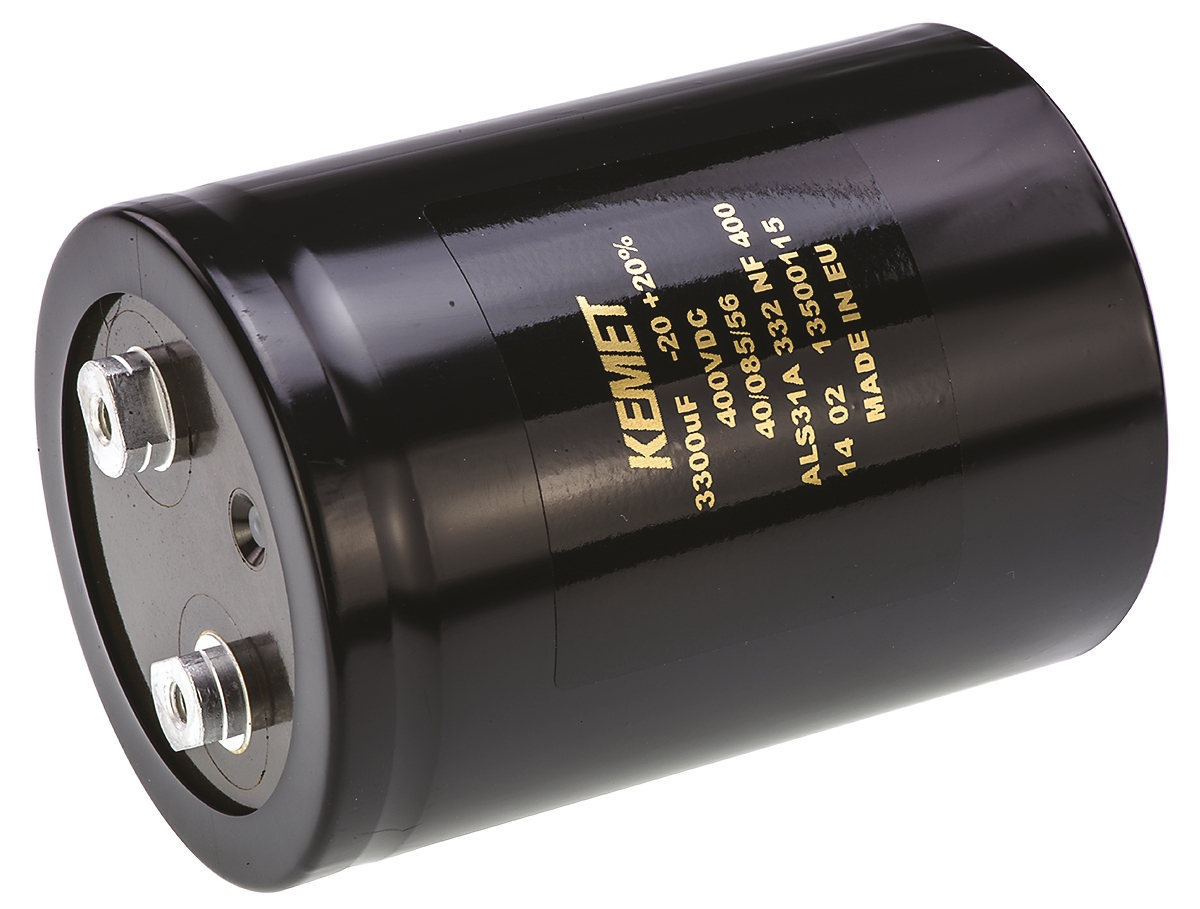 KEMET 3300μF Aluminium Electrolytic Capacitor 400V dc, Screw Terminal - ALS31A332NF400