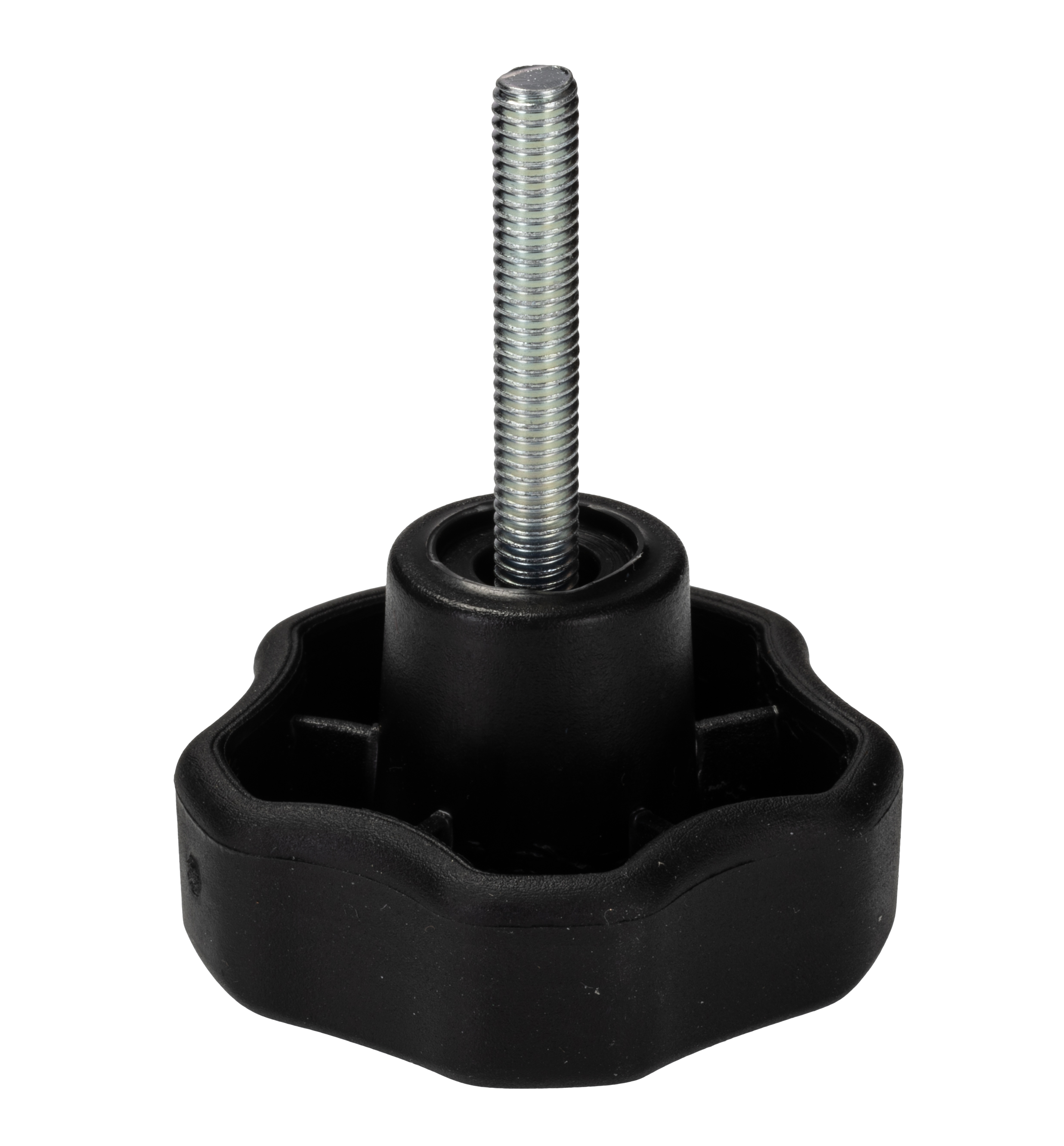 RS PRO Black Multiple Lobes Clamping Knob, M6, Threaded Stud