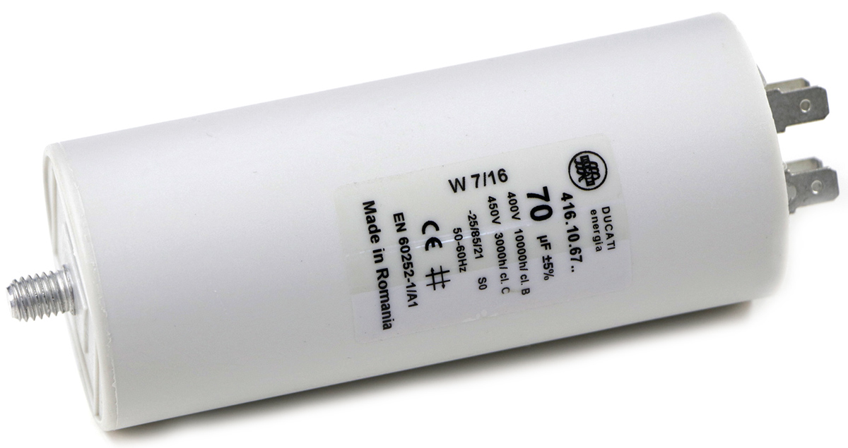 Ducati Energia 4.16.10 Polypropylene Film Capacitor, 450V ac, ±5%, 70μF, Plug In