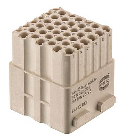 HARTING Heavy Duty Power Connector Module, 10A, Female, Han-Modular Series, 42 Contacts