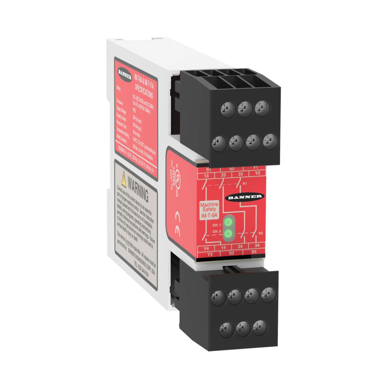 Banner IM-T Series Electromechanical Interface Relay, DIN Rail Mount, 24V dc Coil, 3-Pole, 6A Load