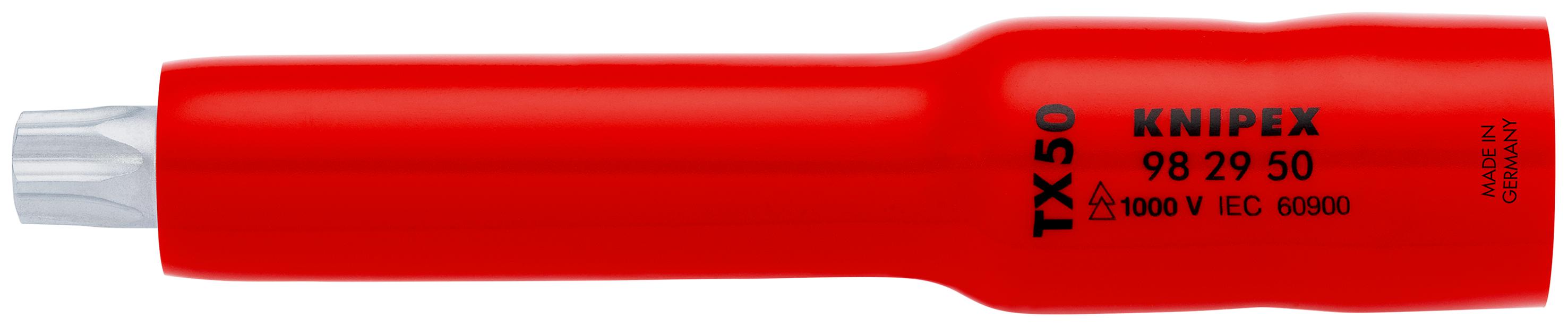 Knipex 3/8 in Drive 3/8in Standard Socket, Torx Bit, TX50, VDE/1000V, 117 mm Overall Length