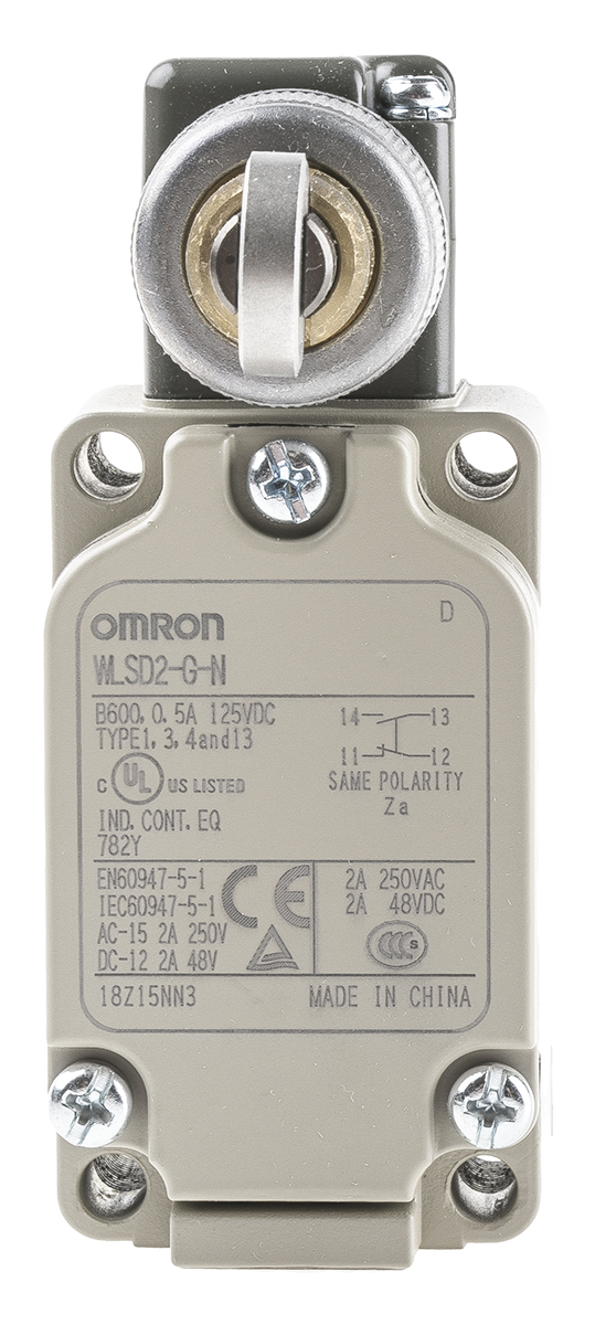 Omron WL Series Roller Plunger Limit Switch, NO/NC, IP67, SPST, 500V ac Max, 10A Max