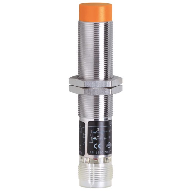 ifm electronic Inductive Threaded Barrel Proximity Sensor, M18, 8 mm Detection, PNP NO, 10 → 36 V dc