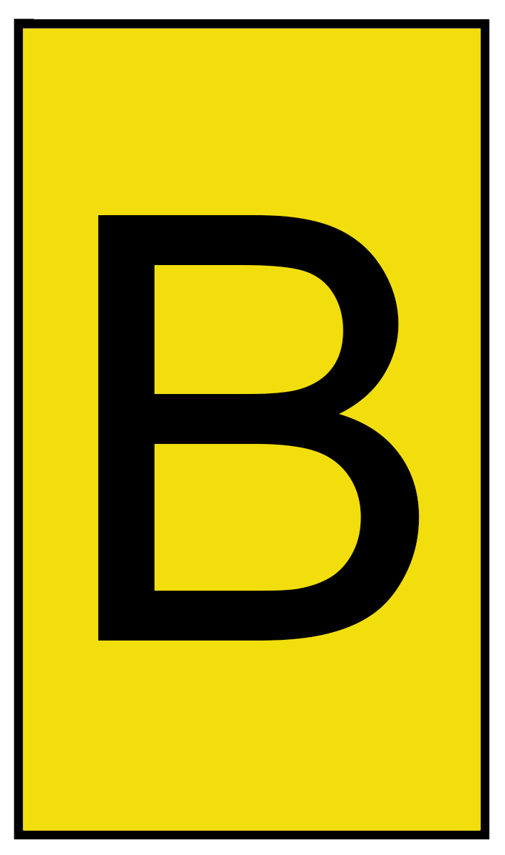 HellermannTyton Ovalgrip Slide On Cable Markers, Black on Yellow, Pre-printed "B", 2.5 → 6mm Cable, 901-10184