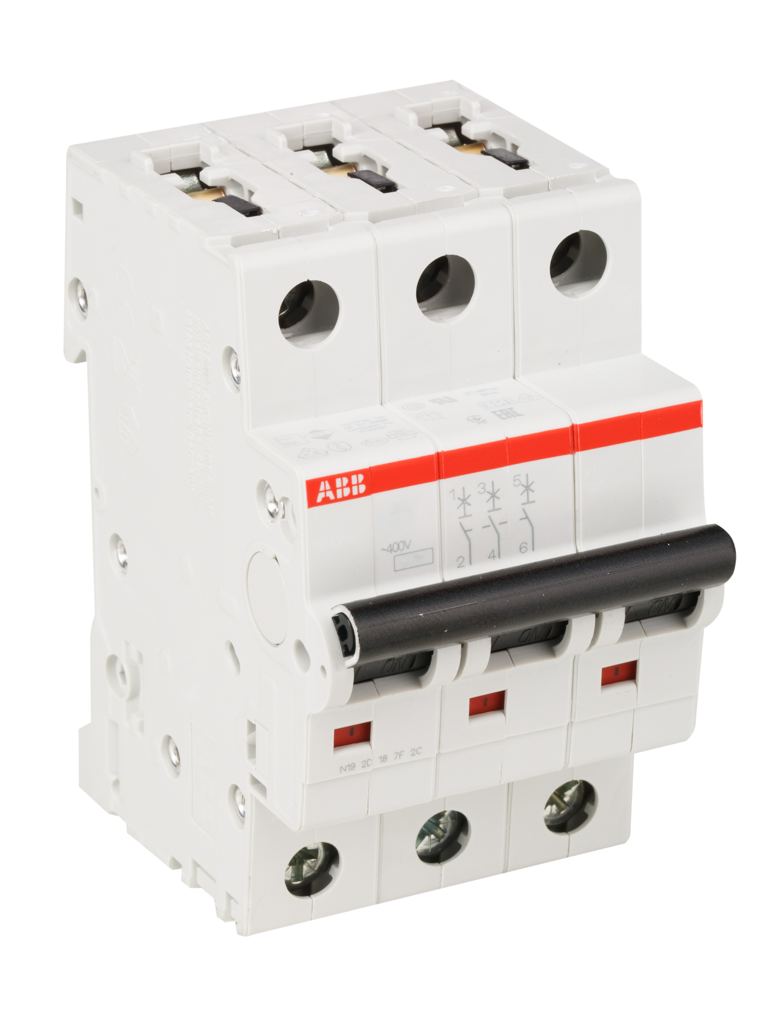 ABB Compact Home SH200 MCB, 3P, 10A Curve C, 440V AC, 6 kA Breaking Capacity