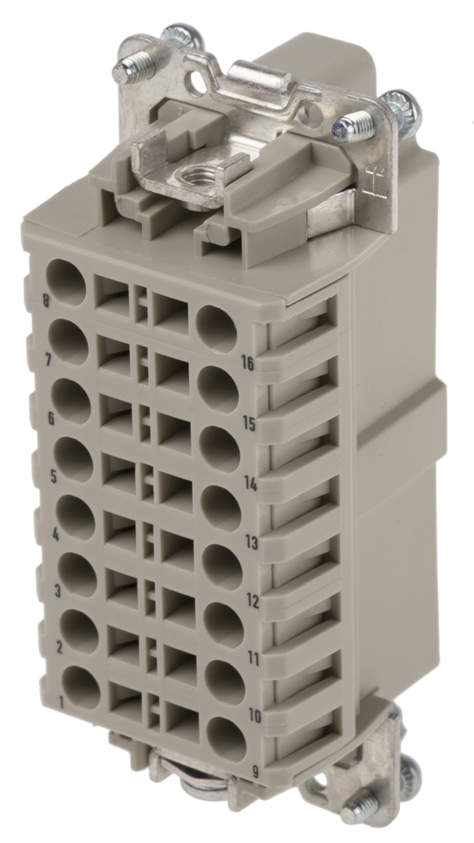 EPIC Heavy Duty Power Connector Insert, 16A, Male, H-BE Series, 16 Contacts