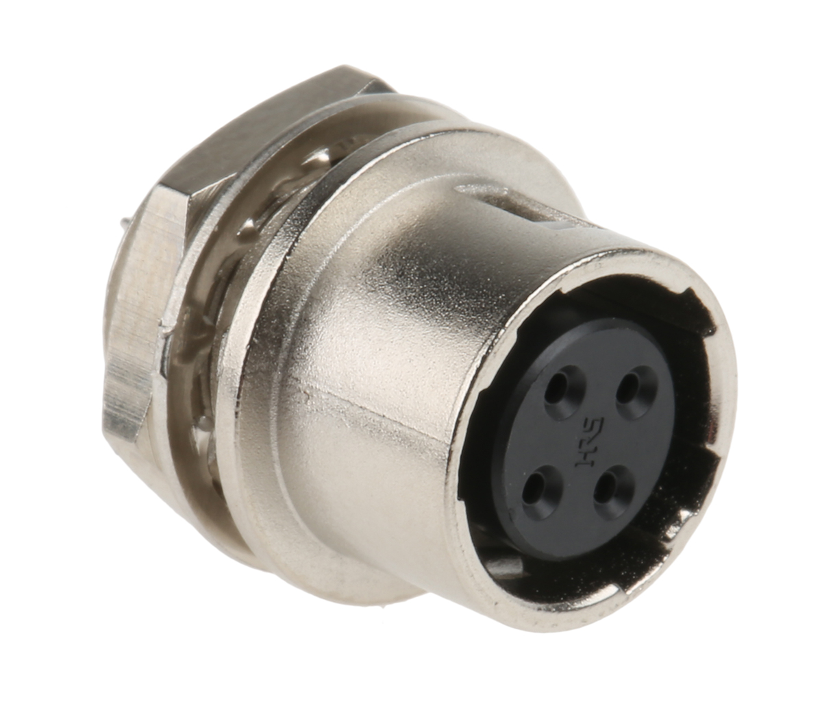 Hirose Circular Connector, 4 Contacts, Panel, Miniature Connector, Socket, Female, HR10 Series