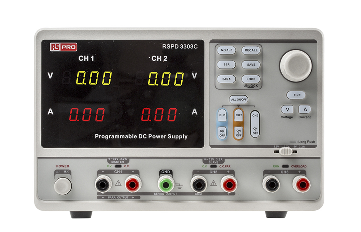 RS PRO Digital Bench Power Supply, 2 x 0 → 32V, 3.2A, 3-Output, 220W - RS Calibrated