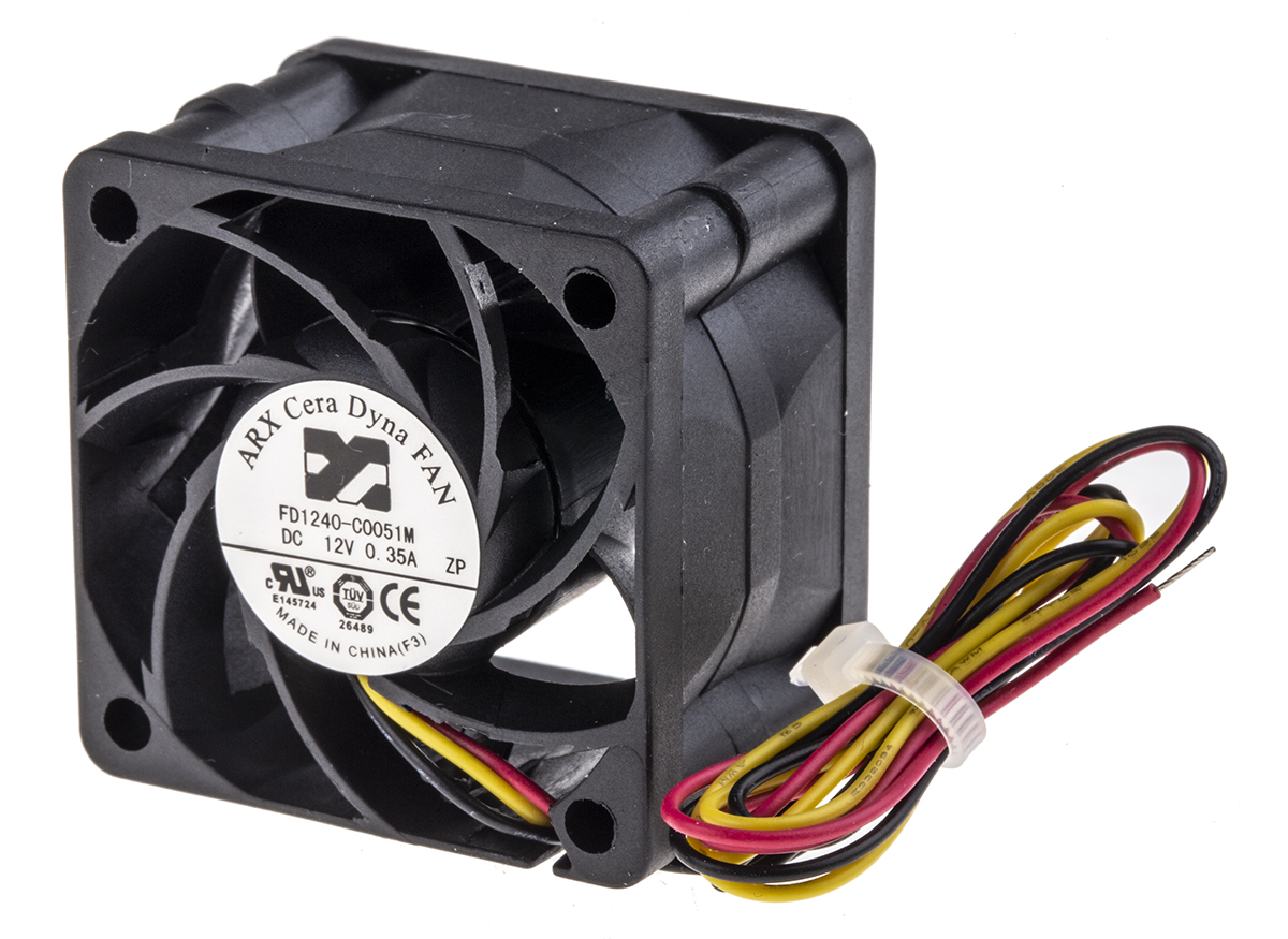 ARX CeraDyna Series Axial Fan, 12 V dc, DC Operation, 28.3m³/h, 3.72W, 310mA Max, 40 x 40 x 28mm
