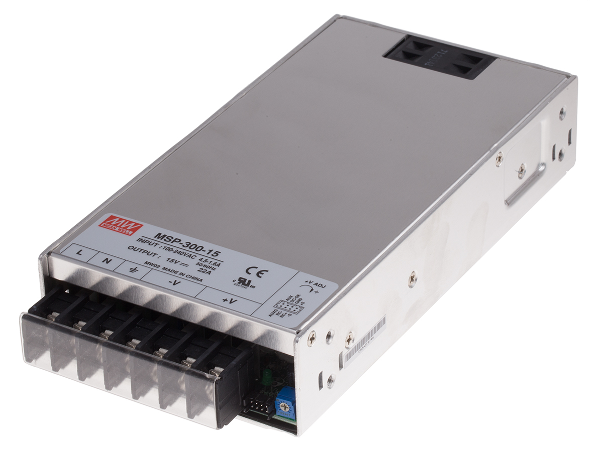 MEAN WELL Switching Power Supply, MSP-300-15, 15V dc, 22A, 330W, 1 Output, 120 → 370 V dc, 85 → 264 V ac