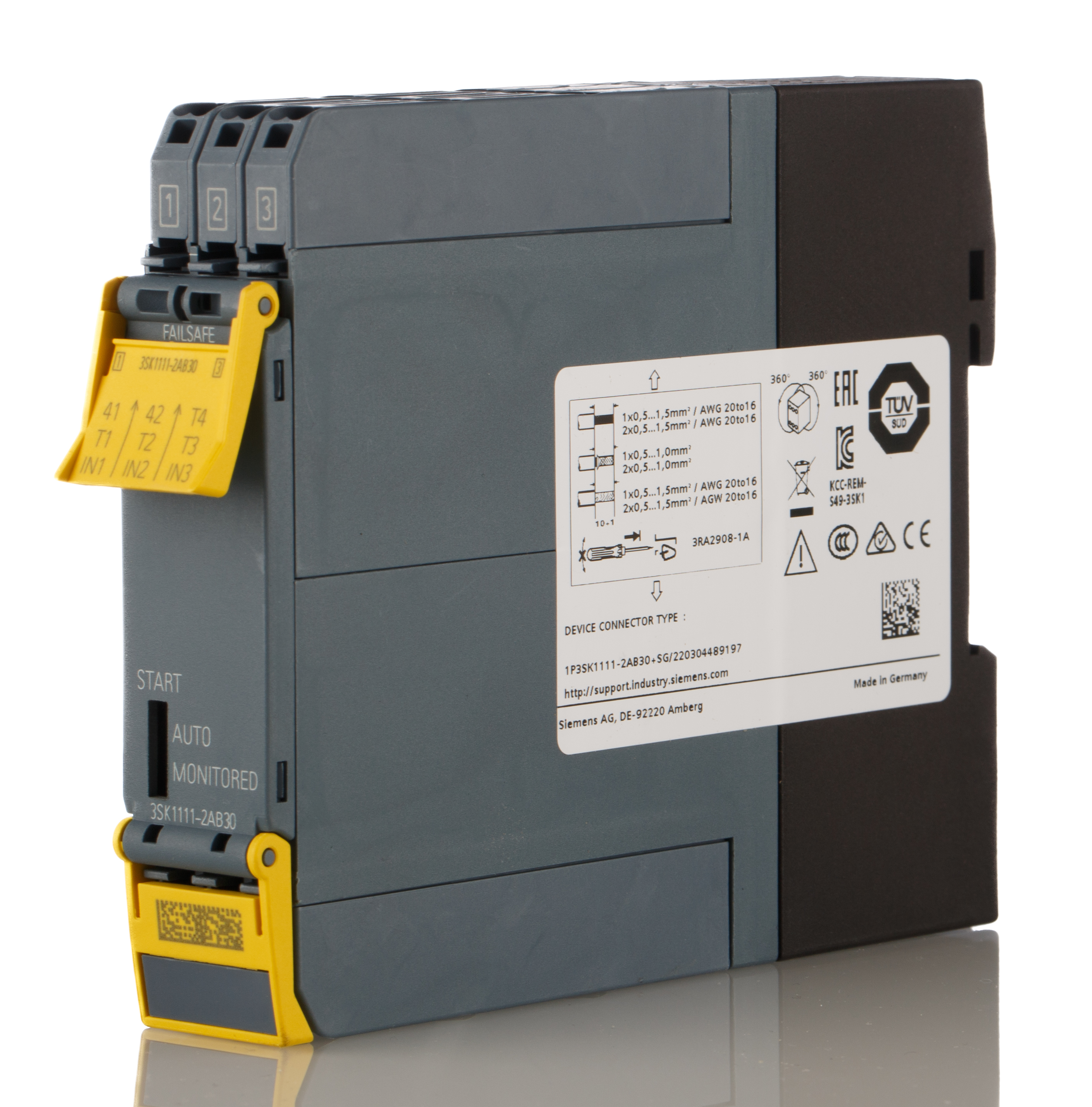 Siemens SIRIUS 3SK1 Safety Relay 24V ac/dc, Single Channel 4 Safety Contacts