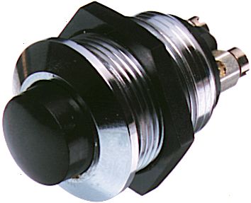 Bulgin Push Button Switch, Momentary, Panel Mount, 19.2mm Cutout, SPST, 110/250V ac