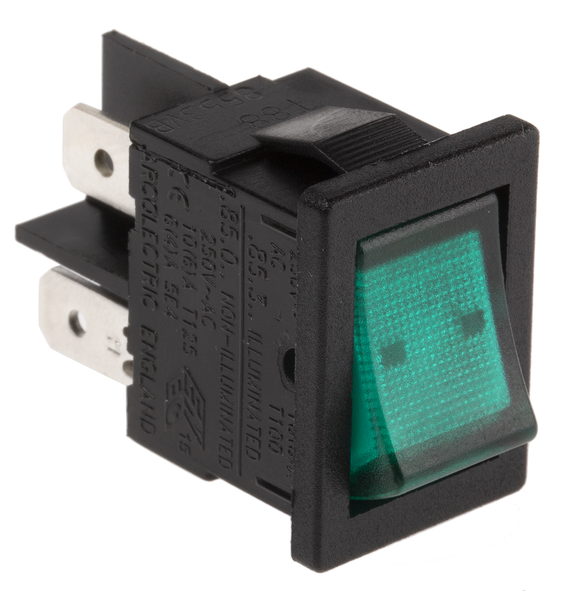 Arcolectric (Bulgin) Ltd Illuminated DPST, On-Off Rocker Switch Panel Mount