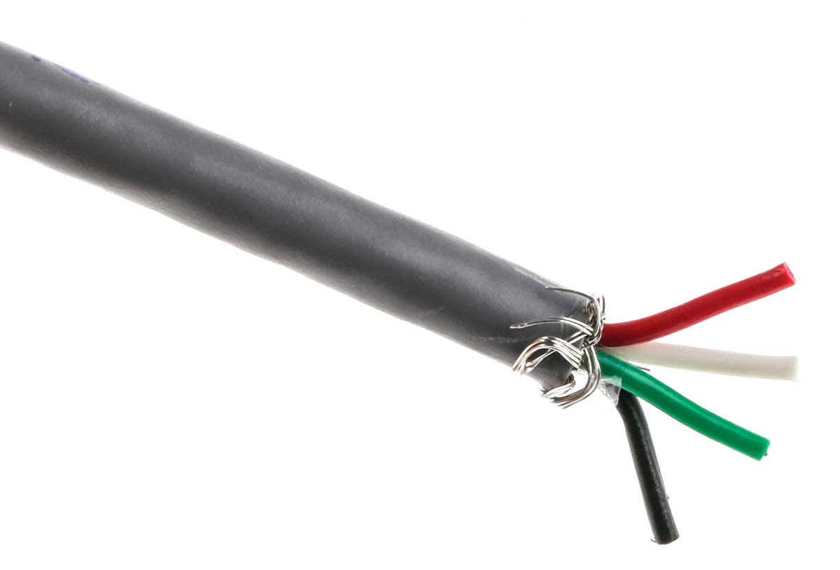 Alpha Wire Alpha Essentials Communication & Control Control Cable, 4 Cores, 0.09 mm² 28 AWG, Screened, 100 m, Grey