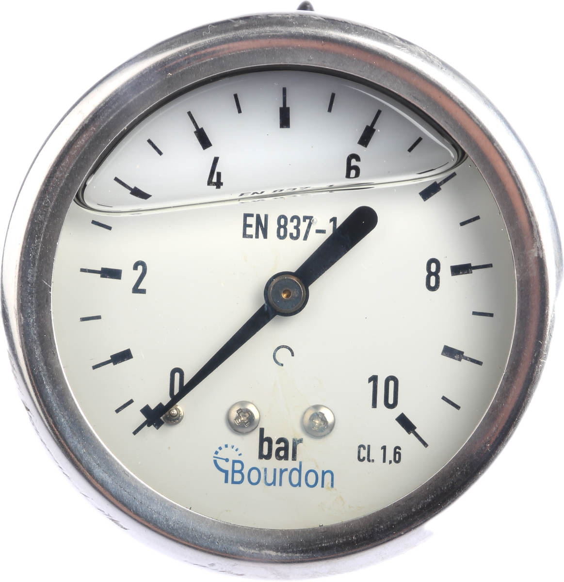 Bourdon Analogue Pressure Gauge 10bar Back Entry 63mm Outside Diameter