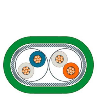 Siemens, 500mm Cat5, Green RJ45 to RJ45, Copper Braid, Plastic Laminated Aluminium Foil Shielded, Terminated PVC Sheath