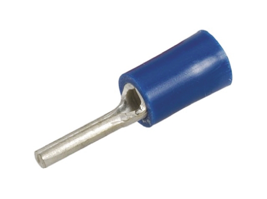 RS PRO Insulated, Tin Crimp Pin Connector, 1.5mm² to 2.5mm², 16AWG to 14AWG, 1.9mm Pin Diameter, 12mm Pin Length, Blue