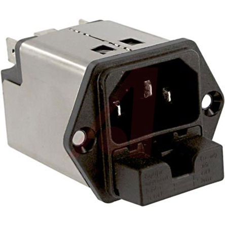 Schurter C14 Panel Mount IEC Connector Male, 6A, 250 V, Fuse Size 5 x 20mm