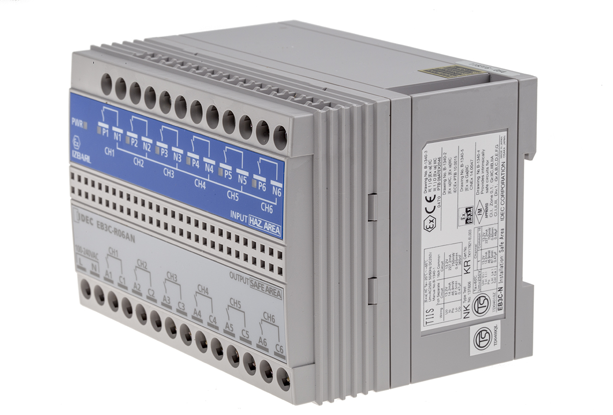 Idec 6 Channel Zener Barrier, Intrinsic Safety Barrier, Relay Output, ATEX