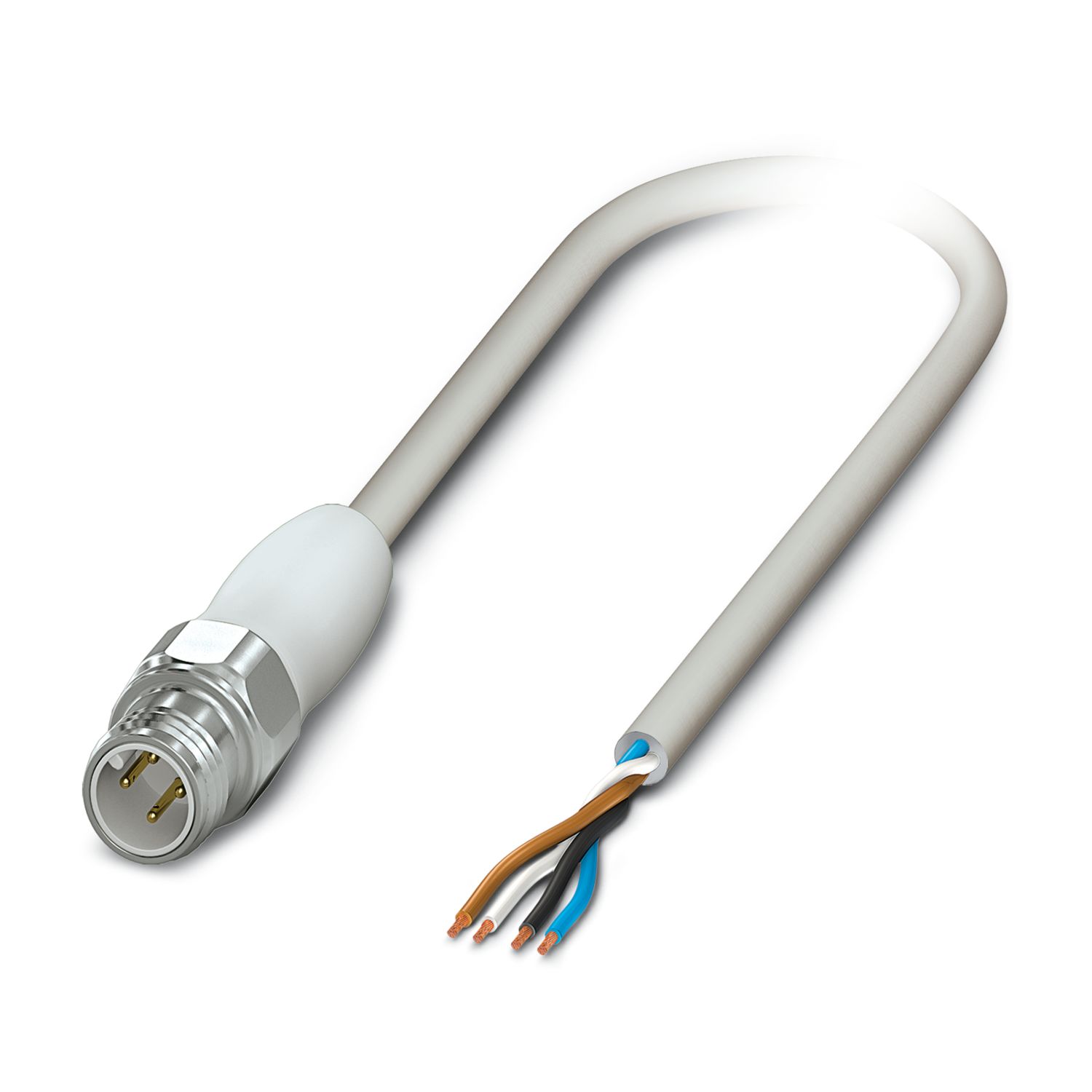 Phoenix Contact Male 4 way Straight Plug M12 to 4 way Free Cable End Sensor Actuator Cable, 3 m