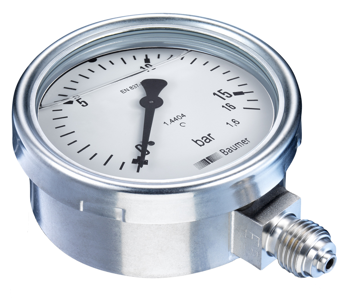 Bourdon G 1/4 Analogue Pressure Gauge 6bar Bottom Entry 63mm Outside Diameter, UKAS