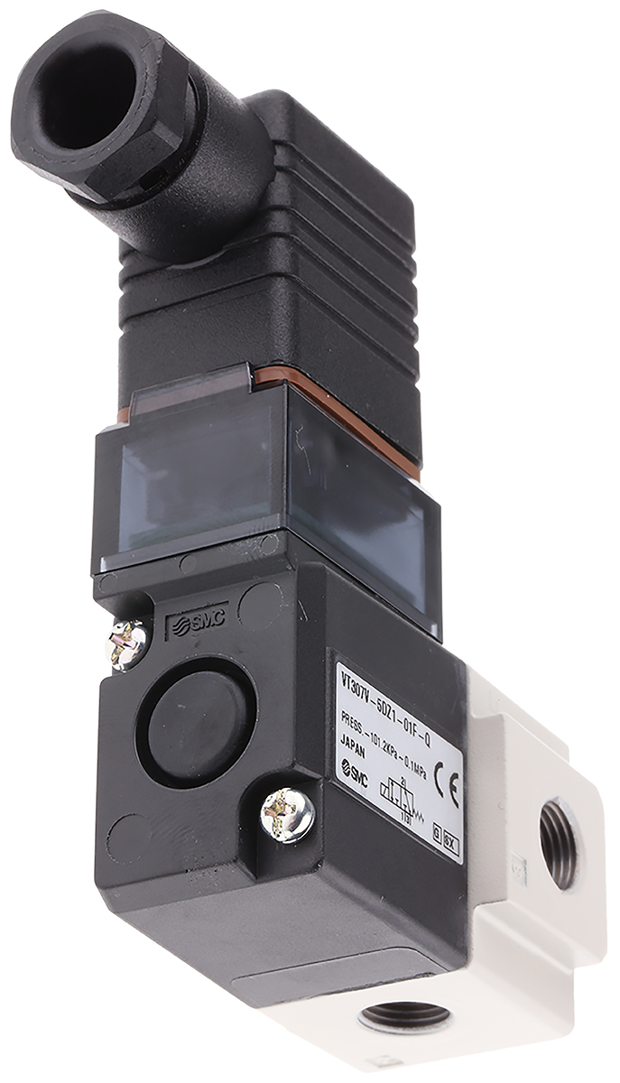 SMC 3/2 Pneumatic Solenoid Valve - Solenoid/Solenoid G 1/8 VT307 Series 24V dc