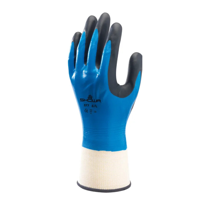 Showa Blue Polyester Nylon, Polyester Work Gloves, Size 10, Nitrile Foam Coating